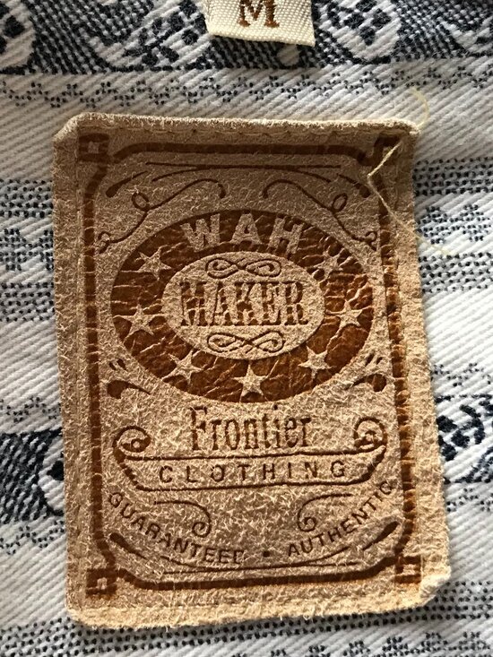 Wah Maker Nehru Collar Button-Down Shirt: Vintage 80s Paisley Navy White Size M - Picture 3 of 10